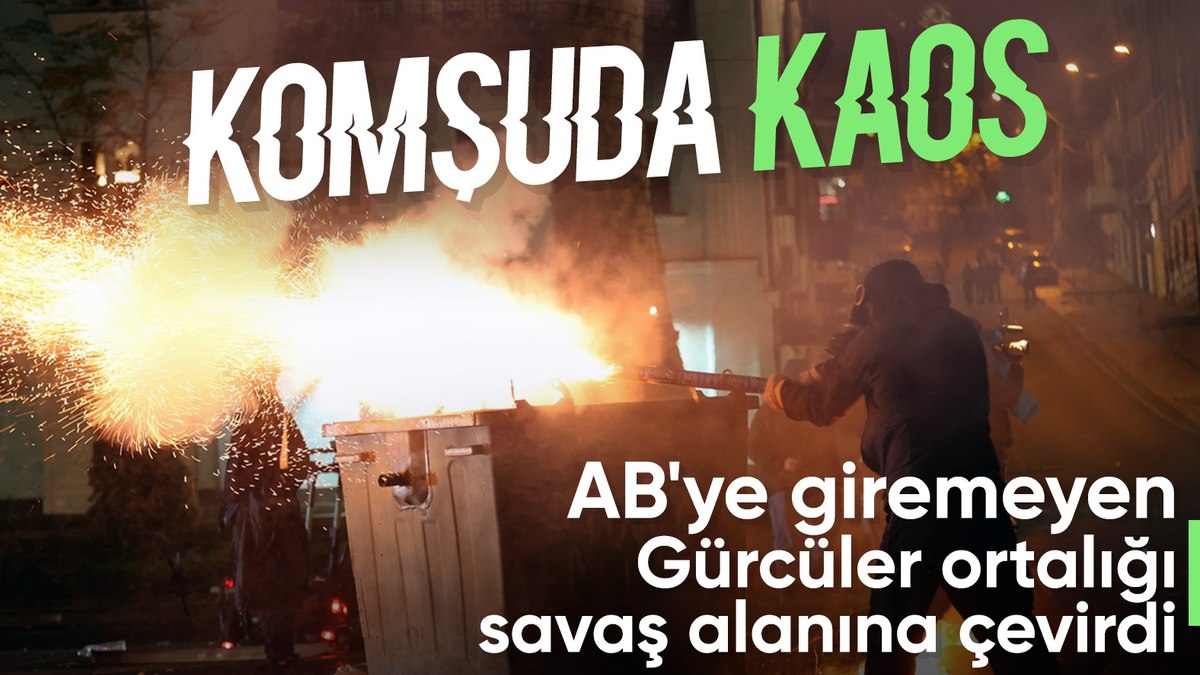 Gürcistan’da göstericiler polisle makineli havai fişek kullanarak çatıştı